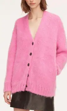 Rebecca Taylor Oversized Pink Brushed Finish Mohair Alpaca Cardigan Size M/L