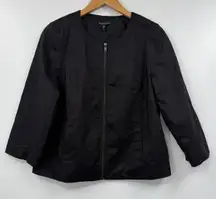 Eileen Fisher Jacket Womens Small Full‎ Zip Long Sleeve Basic Black Ramie Blend