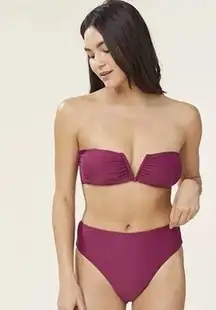 Andie The Scala Plum Padded Strapless Bikini Top M