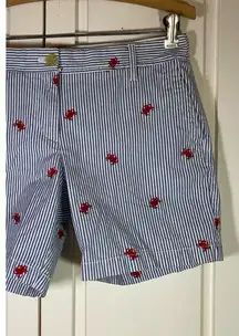 Talbots Crab Embroidered Girlfriend Shorts Petites‎ 4P Chino Preppy Nautical