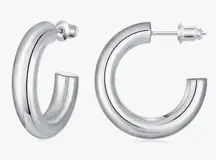 Gacimy Chunky Gold Hoop Earrings for Women 14K Real Gold Plated, 925 Sterling Silver Post Hoops for Women
