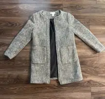 H&M Wool Blend Gray Herringbone Longline Coat