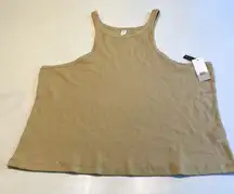 BP Womens 3X Tank Top High Neck Sleeveless Casual Knit‎ Ribbed Sand
