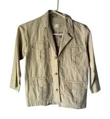 Klondike Outfitters B.you Khaki Utility Jacket‎ S 4-Pocket Workwear Israel Linen