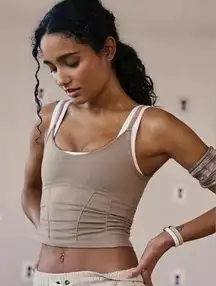 Free People Movement Good Karma Ruched Tank in Mushroom size xs/s