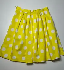 Pink Tartan Yellow White Polka Dot Circle Pleated Mini Skirt, Sz: 2 (b27)