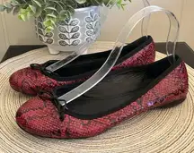 Saint Laurent  Paris Red Snakeskin Ballet Flats Size 37.5