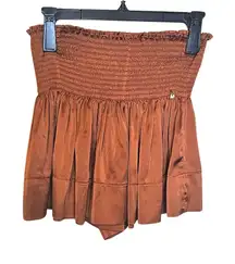 Natural Life Xs / S Extra Small Satin Skort Ribbed Shiny Terra Cotta Bronze