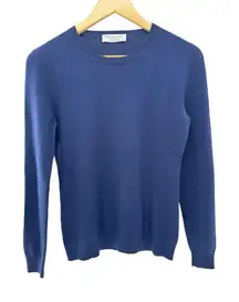 Hadleigh's‎ Cardigan Crewneck Knit 100% Cashmere Navy Blue Elbow Patch Size 42