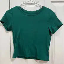 Green ribbed basic top pacsun