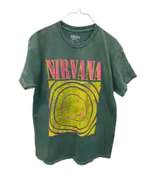 Nirvana T-Shirt MED Women Crewneck Short Sleeve Graphic Band Tee Cotton Casual