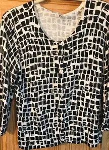 Black and white button front cardigan. Size XL