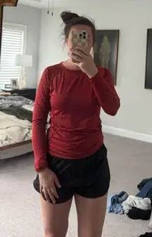Red long sleeve athletic top