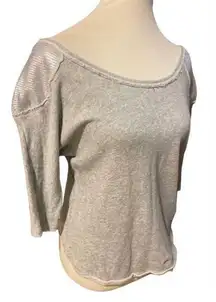 Xhilaration Gray W/ Sequins 3/4in Sleeves 100% Cotton Lightweight Stylish Fringe