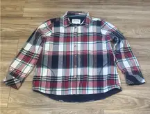 Orvis Classic Multicolor Striped Shirt lined fleece red blue size large button