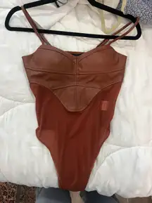 Edikted Mesh Leather Strap Body Suit