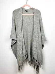 American Eagle Grey Knit Sleeved Poncho size One Size with Fringe