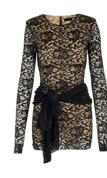 ROTATE BY BIRGER‎ CHRISTENSEN Lace Mini Bow Tie Dress Black Sz 6