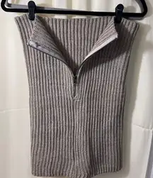 Simply Noelle Knit Dickie Half Zip Mock Neck Acrylic Tan‎ Neutral Women's