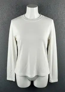 J.‎ Crew Women's Medium Green Label Cotton White Long Sleeve Top Basic Staple