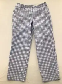 Talbots  Womens Size 4 Perfect Crop Slim Leg Pant Blue/White Gingham Check