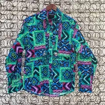 Vintage 80s 90s neon abstract geometric western cowgirl shirt MEDIUM