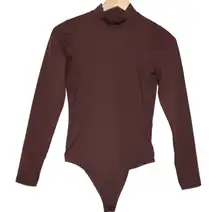Soft AF Brown Turtleneck Long Sleeve Bodysuit Top Size Small