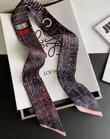 Designer Patterned Silk Scarf Tie - Red and Yellow