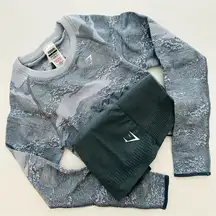 Gymshark S/S Vital Seamless Shorts & Adapt Camo Seamless Lace Up Back Top Set