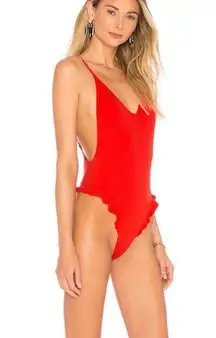 Kendall + Kylie Poppy Red Ruffle One Piece Swim Size M