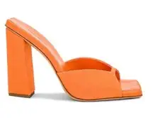 GIA Borghini x RHW Rosie 14 Linen Square Toe Mule in Orange, Size 39 NEW w/o Box