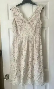 Lulu’s lace white midi dress, size medium, wedding, bridal, bachelorette party