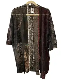 ADORE ME BLACK FLORAL LACE ROBE