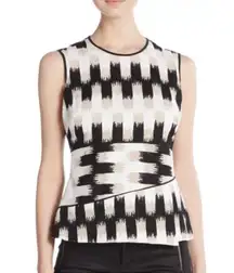 BCBGMAXAZRIA Jolyne Asymmetrical Printed Peplum Top