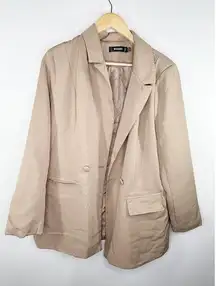 Missguided Khaki Tan Button Front Long Sleeve Blazer Jacket Women's Size 8