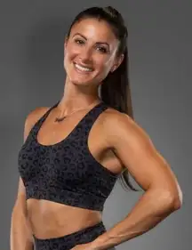 Violate The Dress Code Strappy Leopard Print Sports Bra in Black Size Medium