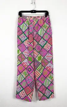 Vintage Bob Mackie Silk Printed Pants Medium Pull On Wearable Art Dopamine