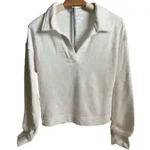 Colsie Women's Cream Lounge Long Sleeve Collared Sweatshirt - Size Small - NWT