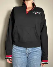 Tommy Hilfiger Sport Black Quarterzip Sweatshirt Size Large