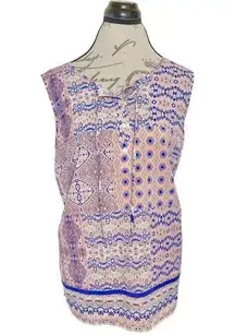 Womens Blouse Sleeveless Size XL Petites Mid Button Pullover Front Tied