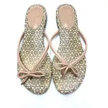 Kate Spade Mistic Flip Flop Leather Bow Charm Blush Pink Thong Sandal Sz 8.5M
