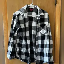 Arizona Flannel Shirt medium Black White Button Up Lightweight