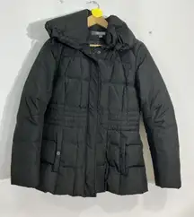 Womans Kenneth Cole Reaction Small Black Duck Down Puffy Winter Coat High Neck