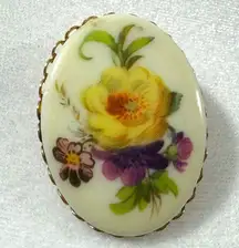 Vintage Estate Womens Glass Floral Brooch Pin Statement Piece Metal Back 1.7”