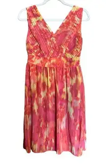 APT 9 Dress Womens 16 Multicolor Artsy Print Sleeveless Pleated Fit Flare Midi