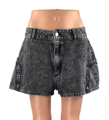 WeWoreWhat Black Washed High Rise A Line Bell Grommet Denim Jean Shorts Size 29