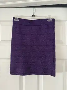 Purple Glitter Metallic Bandage Mini Skirt - Size Medium