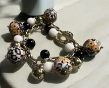 Vera‎ Bradley Charm Bracelet Black White Gold Colorful Fun