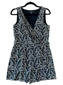 Loft palm leaf black and white romper 2