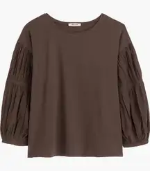 NWT Madewell Puff-Sleeve Drop-Shoulder Knit Top In Dark Surplus Size Small